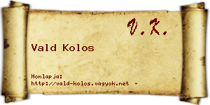 Vald Kolos névjegykártya